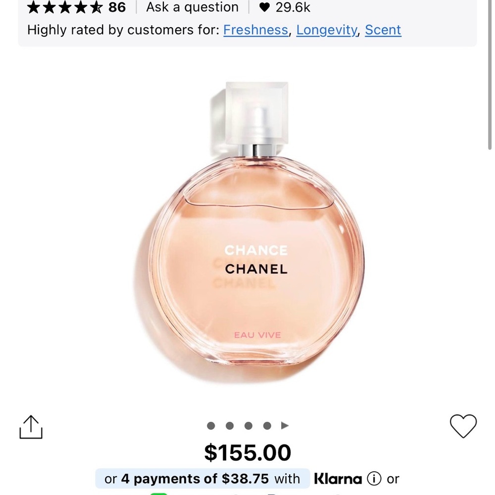 CHANEL Chance Eau Vive Pink Glass Bottle